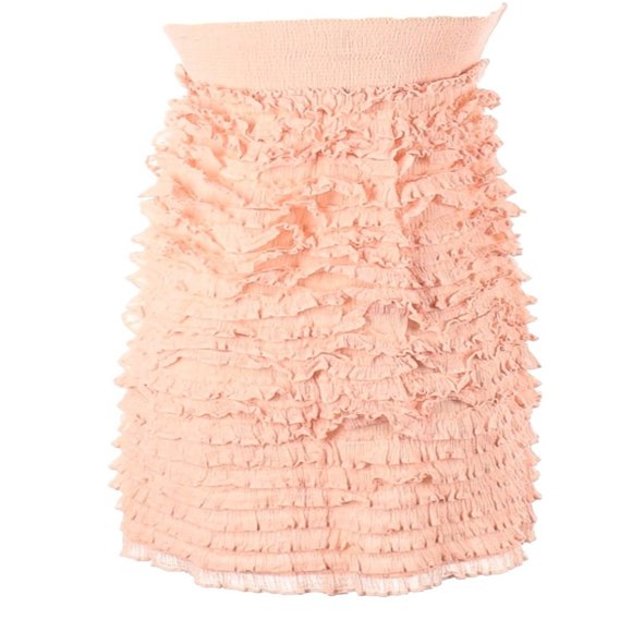 J.Crew Collection Sz Small Peach Ruffle Convertible Strapless / Halter Dress - Picture 2 of 10